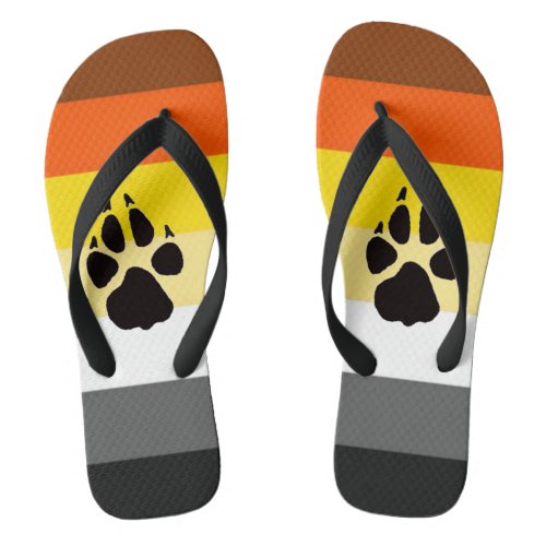 Gay Bear Pride Flag Colors LGBT Wide Straps Flip Flops