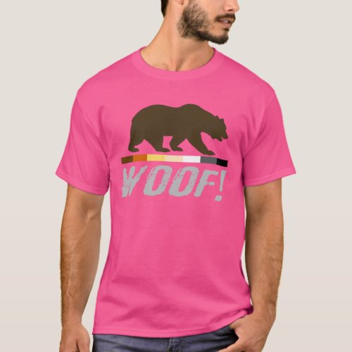 Gay Bear Pride Flag distressed WOOF  T_Shirt