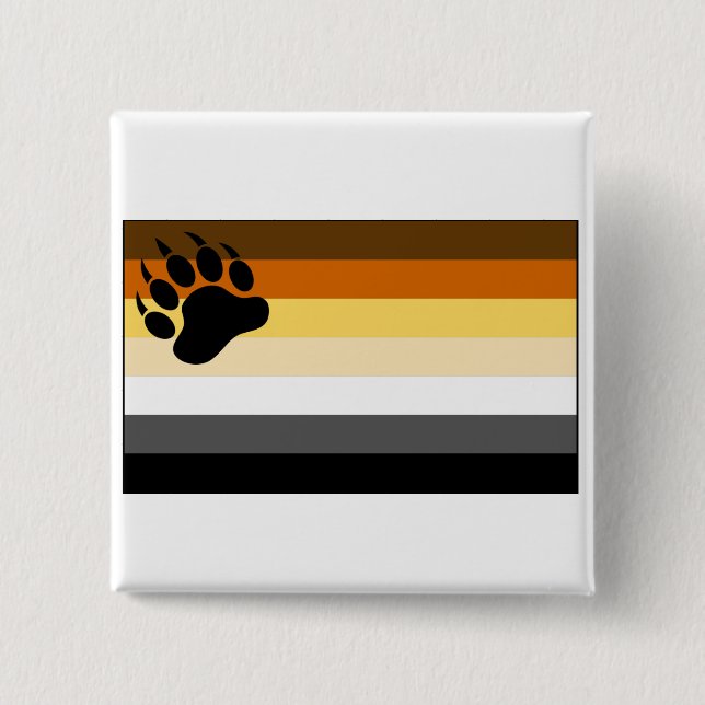 Gay Bear Pride Flag Pinback Button (Front)