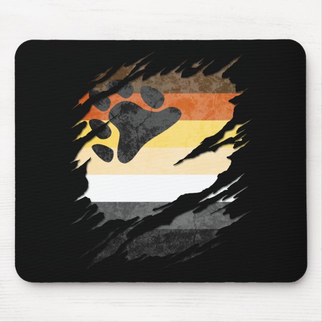 Gay Bear Pride Flag Ripped Reveal Mouse Pad (Front)