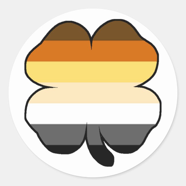 Gay Bear Pride Flag Shamrock Classic Round Sticker (Front)