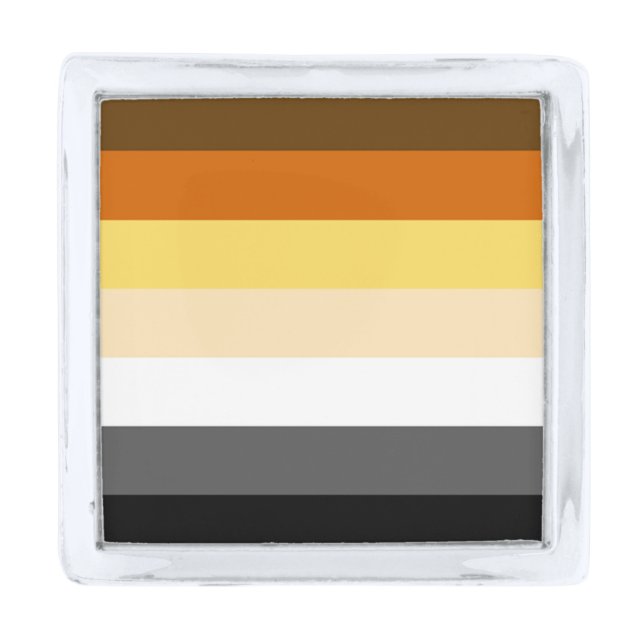 Gay Bear Pride Flag Silver Finish Lapel Pin (Front)