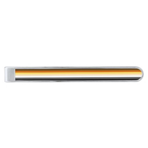 Gay Bear Pride Flag Silver Finish Tie Bar