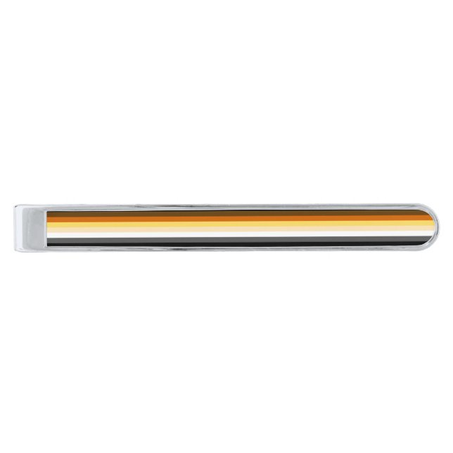 Gay Bear Pride Flag Silver Finish Tie Bar (Front)