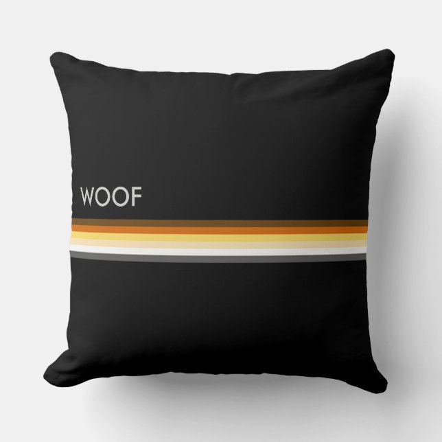 Gay Bear Pride Flag WOOF Masculine and Sleek Throw Pillow (Front)