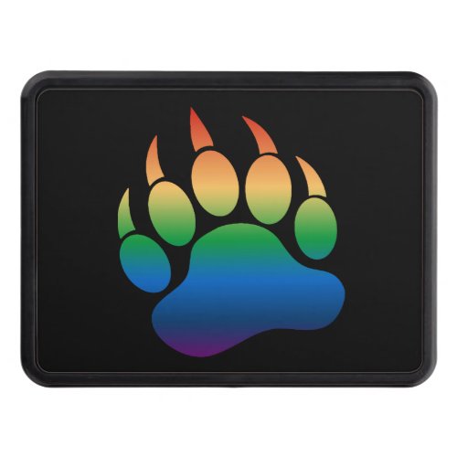 Gay Bear Pride Gradient Rainbow Bear Paw Trailer Hitch Cover