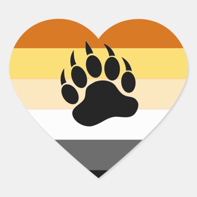 GAY BEAR PRIDE I HEART BEAR BEAR PAW HEART STICKER (Front)