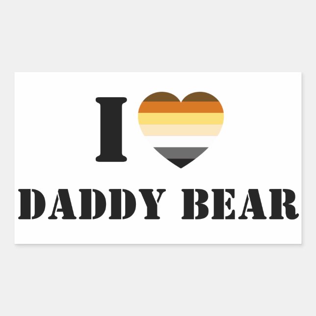 GAY BEAR PRIDE I HEART DADDY BEAR RECTANGULAR STICKER (Front)