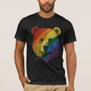 Gay bear Pride LGBTQ Rainbow flag Pappa bear woof T-Shirt