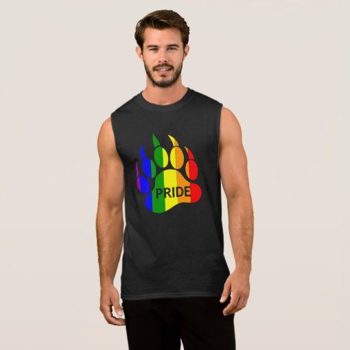 Gay Bear Pride Rainbow Flag Bear Paw Sleeveless Shirt Zazzle