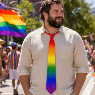 Gay Bear Pride - Rainbow Flag w/ Bear Claw Print Neck Tie