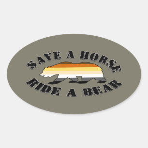 Gay Bear Pride Save a Horse Ride Bear Oval Sticker