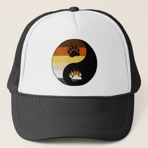 Gay Bear Pride Yin and Yang Symbol in Pride Flag  Trucker Hat