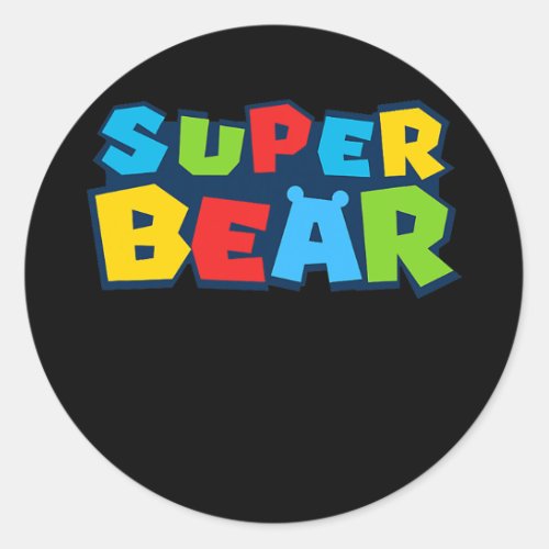 Gay bear with bear pride flag super bear gay classic round sticker