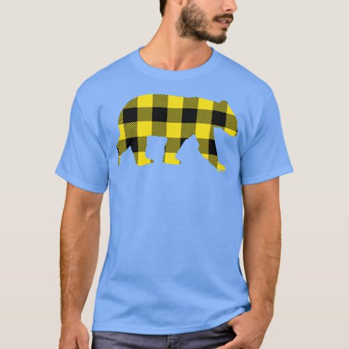 Gay Bear Yellow Buffalo Plaid Pattern BearlyBrand T_Shirt