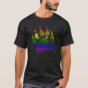Gay Bears Distressed Bear Paw Rainbow Flag T-Shirt