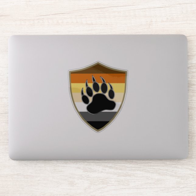 Gay Bears Pride Flag and Bear Paw Shield Sticker (Computer)