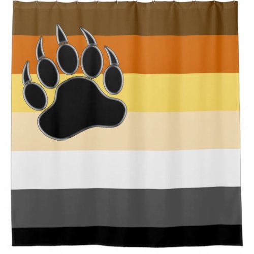 Gay Bears Pride Flag and Bear Paw Shower Curtain