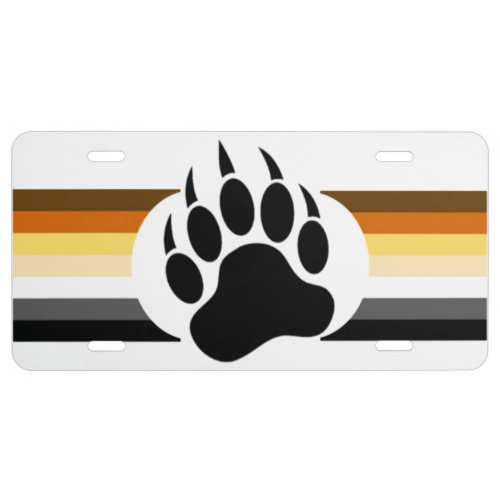 Gay Bears Pride Flag Stripes Bear Paw License Plate