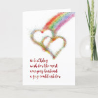 Gay Birthday Wish for Husband, Rainbow, Hearts