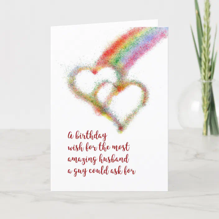 Gay Birthday Wish For Husband Rainbow Hearts Card Zazzle Com