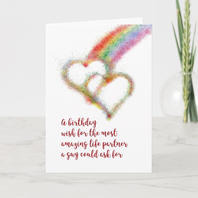 Gay Birthday Wish for Life Partner Card (Front)