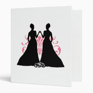 Gay Bride Pink Lesbian Wedding Flourish Art Binder