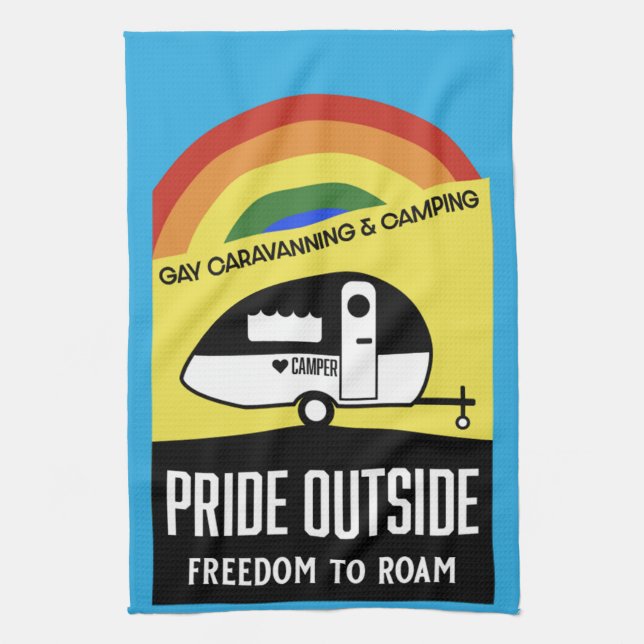 Gay caravan camping T-Shirt Kitchen Towel (Vertical)