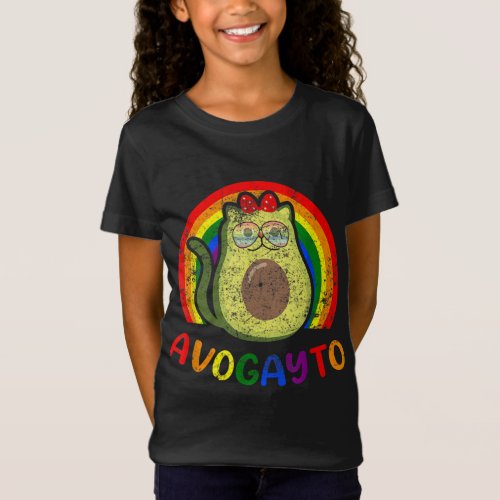 Gay Cat Kitty pet Avocado Lover LGBTQ Pride Month  T_Shirt