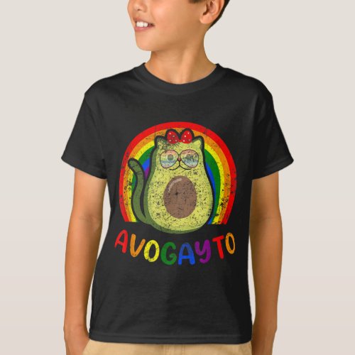 Gay Cat Kitty pet Avocado Lover LGBTQ Pride Month  T_Shirt