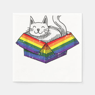 Gay Cat Pride Rainbow Cute Kitten Kitty Proud LGBT Napkins