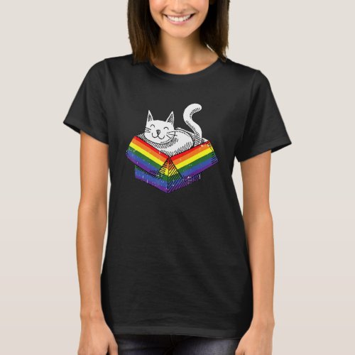 Gay Cat Pride Rainbow Cute Kitten Kitty Proud Lgbt T_Shirt