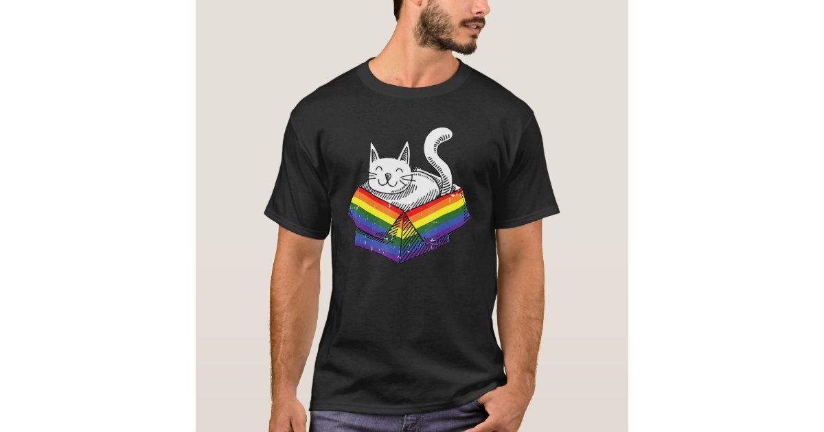 Gay Cat Pride Rainbow Cute Kitten Kitty Proud Lgbt T-Shirt | Zazzle