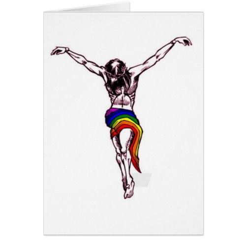 Gay Christ Wearing Rainbow LGBTQ Loincloth