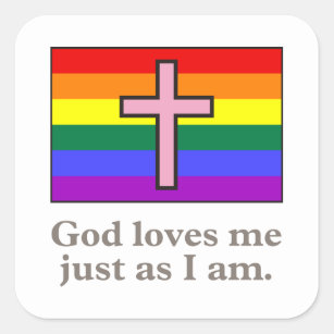 Gay Christian flag slogan Square Sticker
