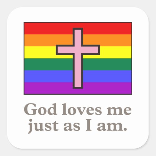 Gay Christian flag slogan Square Sticker