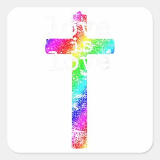 Gay Christian LGBT - Pride Cross God's Love Square Sticker