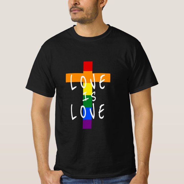 Gay Christian LGBT - Pride Cross God's T-Shirt (Front)