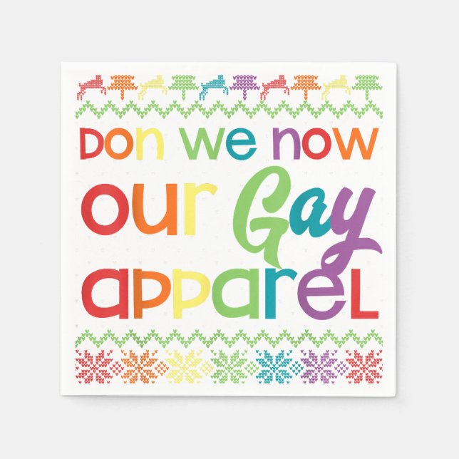 Gay Christmas Funny LGBT Don We Now Our Gay Appare Napkins (Front)