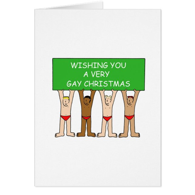 Gay Christmas Humor Cartoon Men in Underpants (Front)