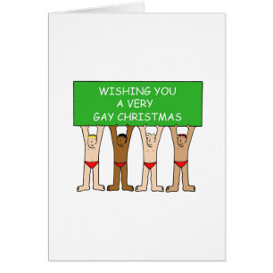 Gay Christmas Humor Cartoon Men in Underpants Cards