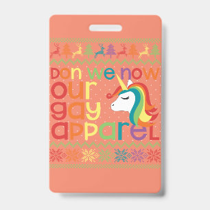 Gay Christmas Rainbow Unicorn Don We Now Our Gay Badge