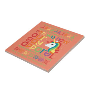 Gay Christmas Rainbow Unicorn Don We Now Our Gay Ceramic Tile