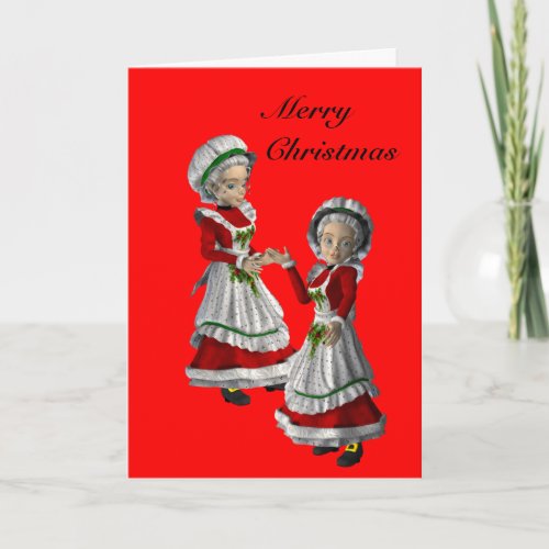 Gay couple female Christmas Holiday Card