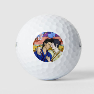 Gay Couple In The Style Of Ukiyo-e Japanese Art Golf Balls
