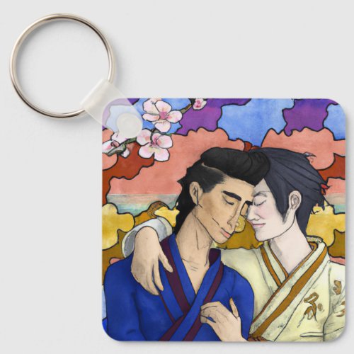 Gay Couple In The Style Of Ukiyo_e Japanese Art Keychain