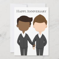 Gay Couple Interracial Men Happy Anniversary