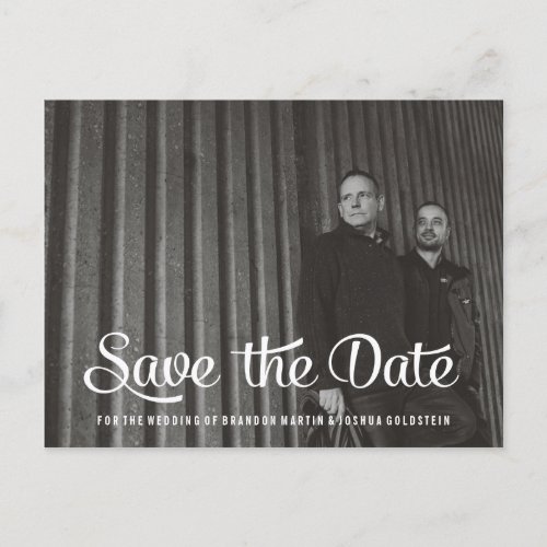 Gay Couple Retro Save the Date Photo Announcement Postcard