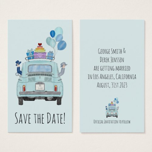 Gay Couple Save the Date in Fiat 500