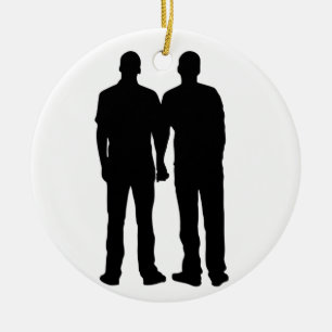 Gay Couple Silhouette Ceramic Ornament